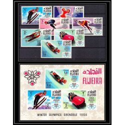 129b Fujeira MNH ** Mi N°214/220 A BLOC N°9 jeux olympiques (winter olympic games) GRENOBLE 1968 skating bob ski 