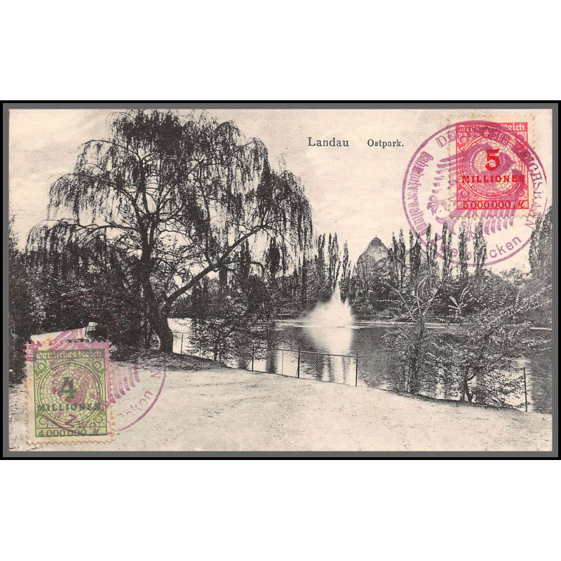12814 train Railway cachet deutsche reichsbahn zweibrücken 1923 landau carte postale postcard reich allemagne