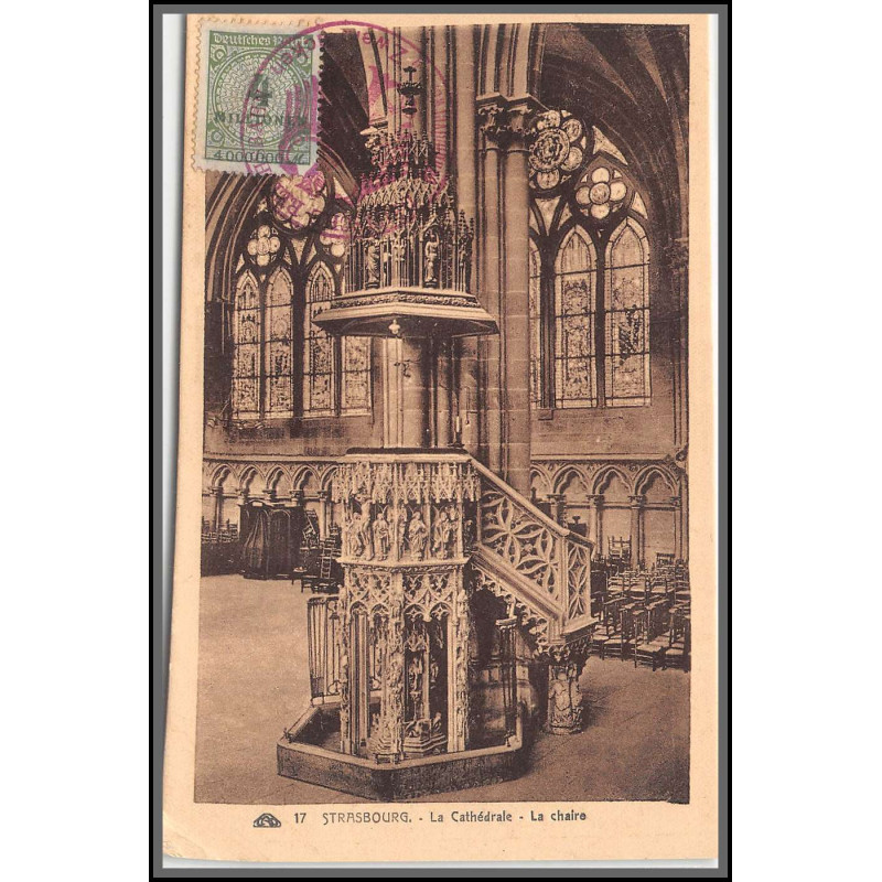 12840 train Railway cachet deutsche reichsbahn zweibrücken 1923 strasbourg cathedrale carte postale postcard reich 