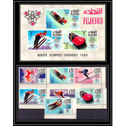 129c - Fujeira MNH ** Mi N°214/220 A BLOC N°9 jeux olympiques (winter olympic games) GRENOBLE 1968 skating bob ski