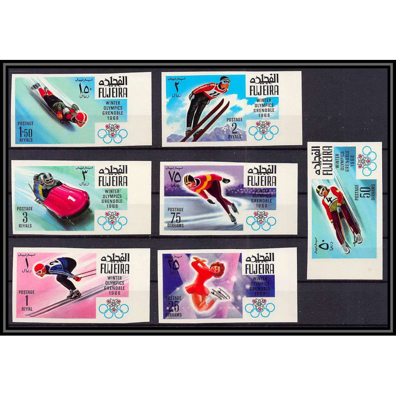 130 - Fujeira MNH ** Mi N°214/220 B jeux olympiques (winter olympic games) GRENOBLE 1968 Non dentelé imperf