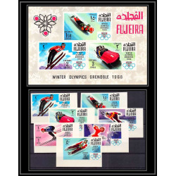 130a Fujeira MNH ** Mi N°214/220 + Bloc 9 B jeux olympiques olympic games GRENOBLE 1968 Non dentelé imperf