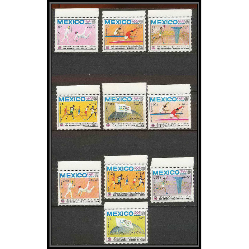 132a - Yemen royaume MNH ** Mi N°493/502 A jeux olympiques (summer olympic games) MEXICO 68 fencing canoe escrime 