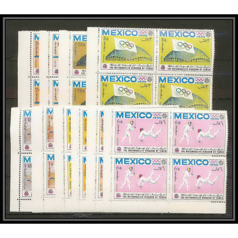 132a Yemen royaume MNH ** Mi N°493/502 A jeux olympiques (summer olympic games MEXICO 68 fencing canoe escrime bloc 4