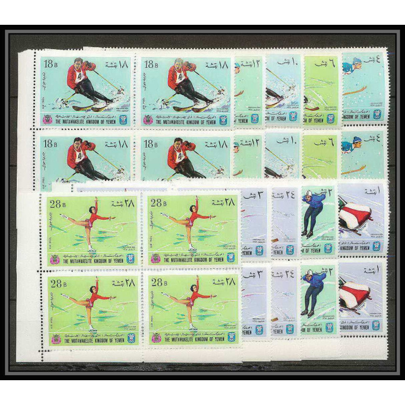 134c - Yemen royaume MNH ** Mi N°454/463 A jeux olympiques (winter olympic games) grenoble 1968 bloc 4 bob hockey 
