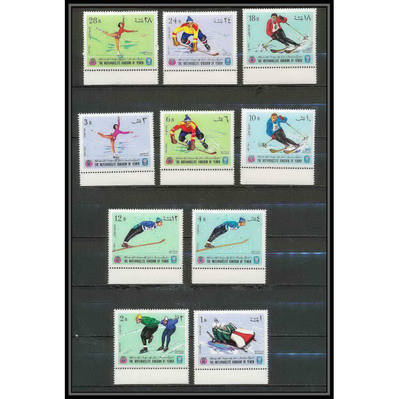 134d - Yemen royaume MNH ** Mi N°454/463 A jeux olympiques (winter olympic games) grenoble 1968 skating bob hockey 
