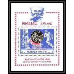 137 - Sharjah MNH ** Mi bloc N°44 A jeux olympiques olympic games mexico 68 cote 9 euros