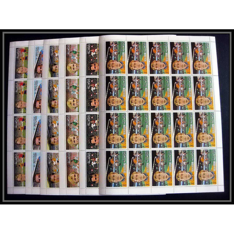 140c - Ras Al Khaima MNH ** Mi N°745/750 A european Football players (Soccer) muller moore riva feuilles sheets