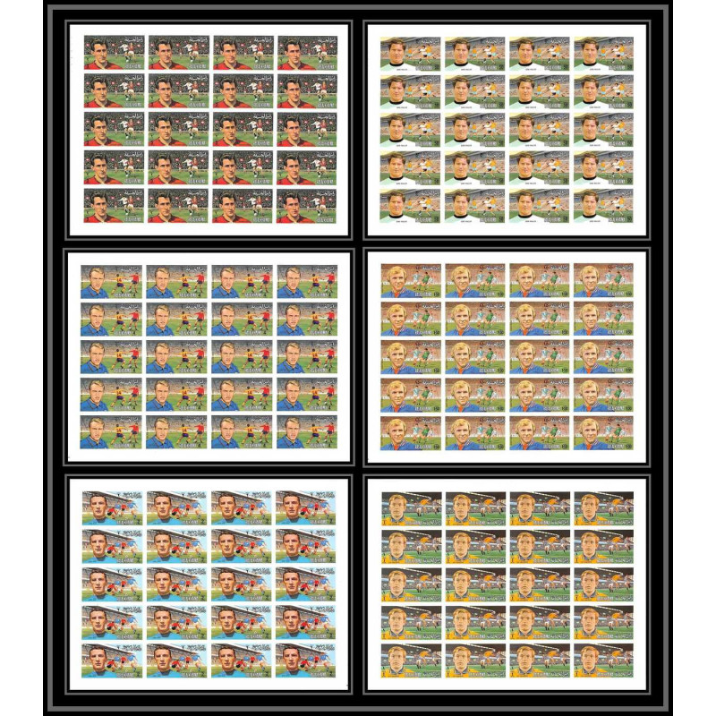 141 - Ras Al Khaima MNH ** Mi N°745/750 B european Football players Soccer Non dentelé imperf feuilles sheets