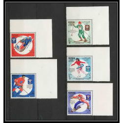 142a - YAR (nord yemen) MNH ** Mi N°619/623 A jeux olympiques olympic games grenoble 1968 hockey skating bob ski