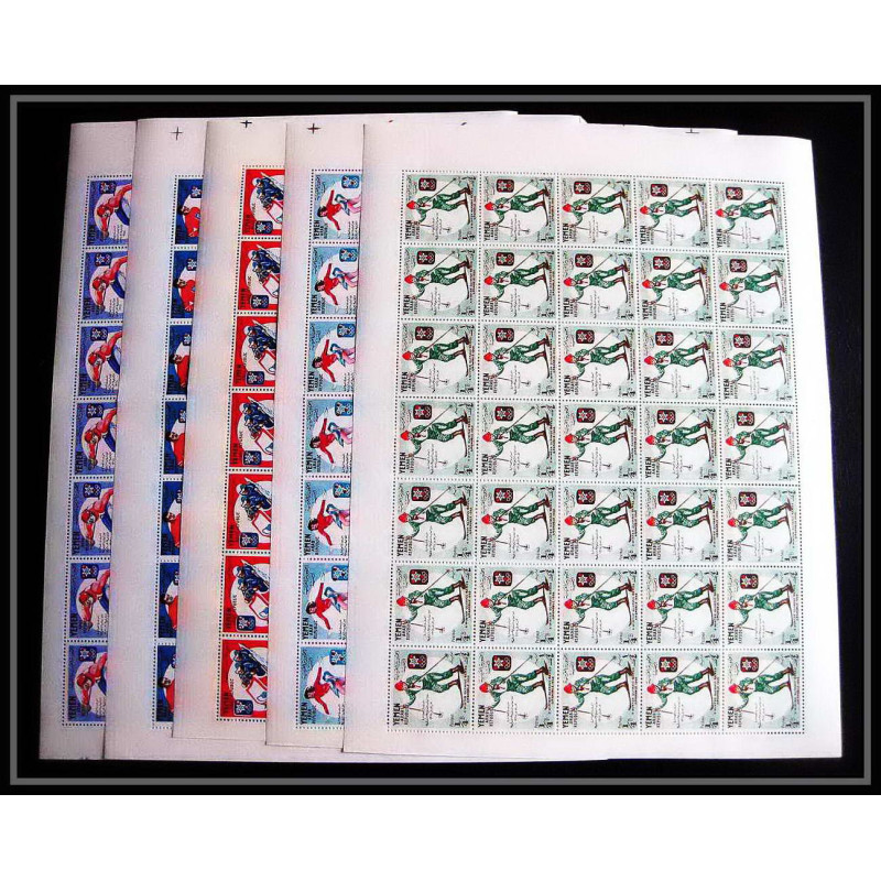 142c - YAR (nord yemen) MNH ** Mi N°619/623 A jeux olympiques olympic games grenoble 1968 hockey feuilles sheets