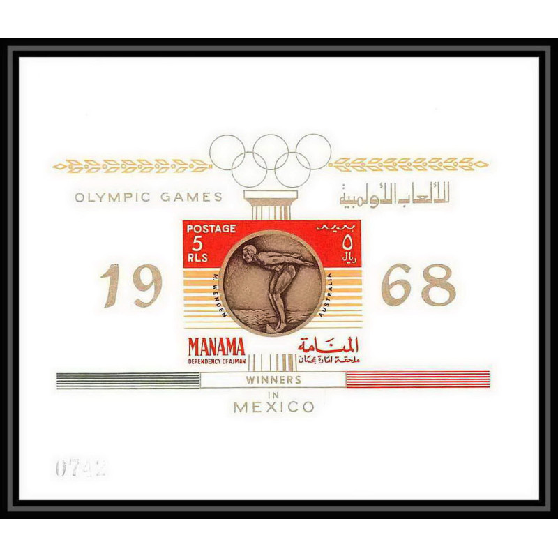 144 Manama MNH ** jeux olympiques (summer olympic games) mexico 68 UNKNOWN numéroté natation swimming australia wenden 