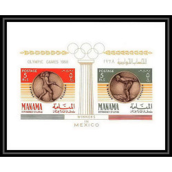 145 - Manama MNH ** Mi Bloc 19 overprint winners name jeux olympiques olympic games mexico 68 wenden australia fencing