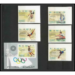 150b - Fujeira MNH ** N°748/752 B + bloc 71 B NON DENTELE imperforate jeux olympiques olympic games MUNICH 72 soccer