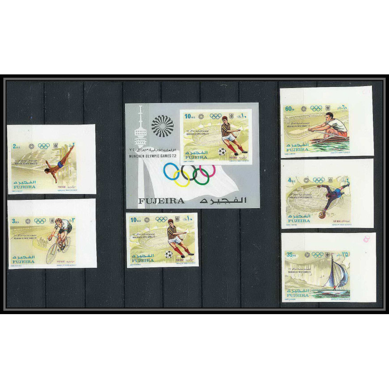 150c - Fujeira MNH ** N°748/752 B + bloc 71 B NON DENTELE imperforate jeux olympiques olympic games MUNICH 72 soccer