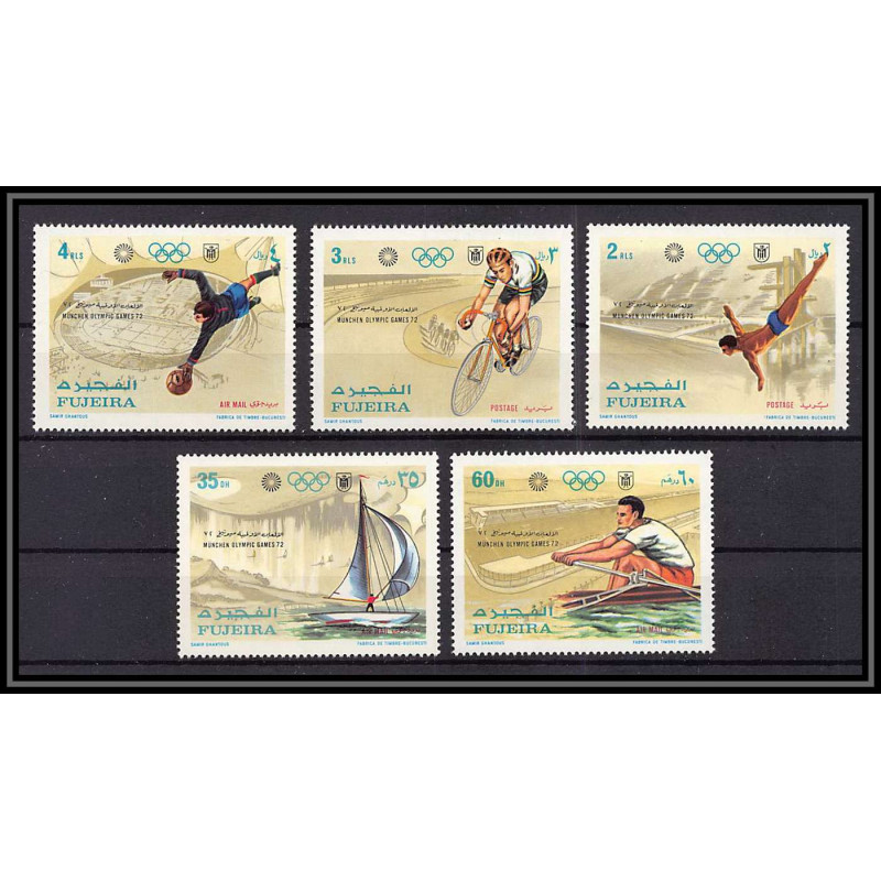 151a - Fujeira MNH ** N°748/752 A jeux olympiques olympic games MUNICH Football (Soccer) cycling diving sailing 