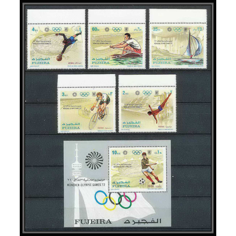151b - Fujeira MNH ** N°748/752 + bloc 71 A jeux olympiques olympic games MUNICH Football (Soccer) cycling diving