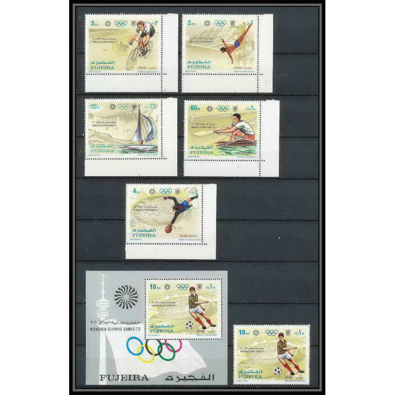 151c -Fujeira MNH ** N°748/752 + bloc 71 A jeux olympiques olympic games MUNICH Football (Soccer) cycling diving