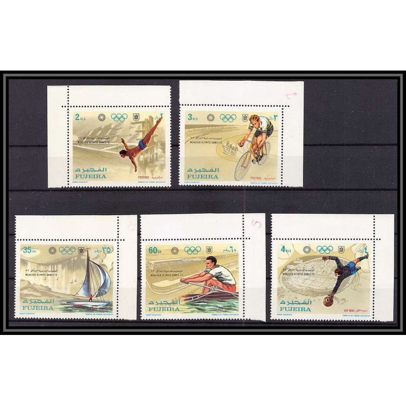 151e - Fujeira MNH ** N°748/752 A jeux olympiques olympic games MUNICH Football (Soccer) cycling diving sailing 