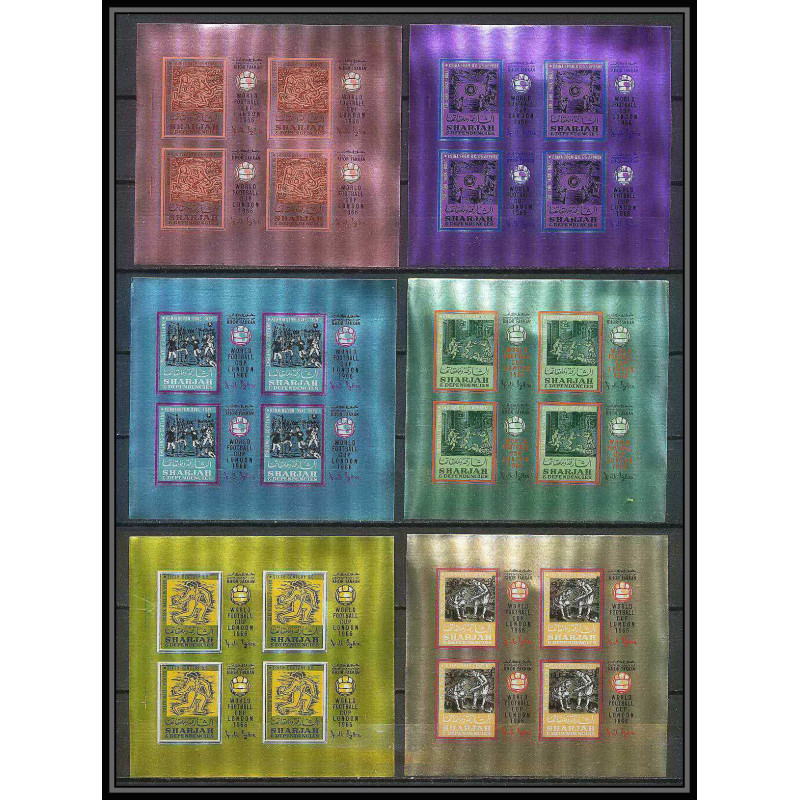 158a Sharjah/khor fakkan MNH ** N°131/136 B Non dentelé imperf Football (Soccer) feuilles sheets london 66