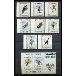 160a - Umm al Qiwain MNH ** N°233/240 A + bloc 12 jeux olympiques (winter olympic games) grenoble 1968 bob hockey 