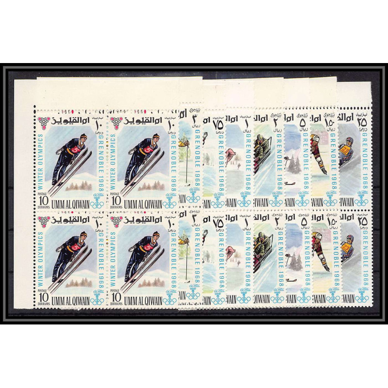 160b - Umm al Qiwain MNH ** N°233/240 A bloc 4 jeux olympiques (winter olympic games) grenoble 1968 bob hockey 