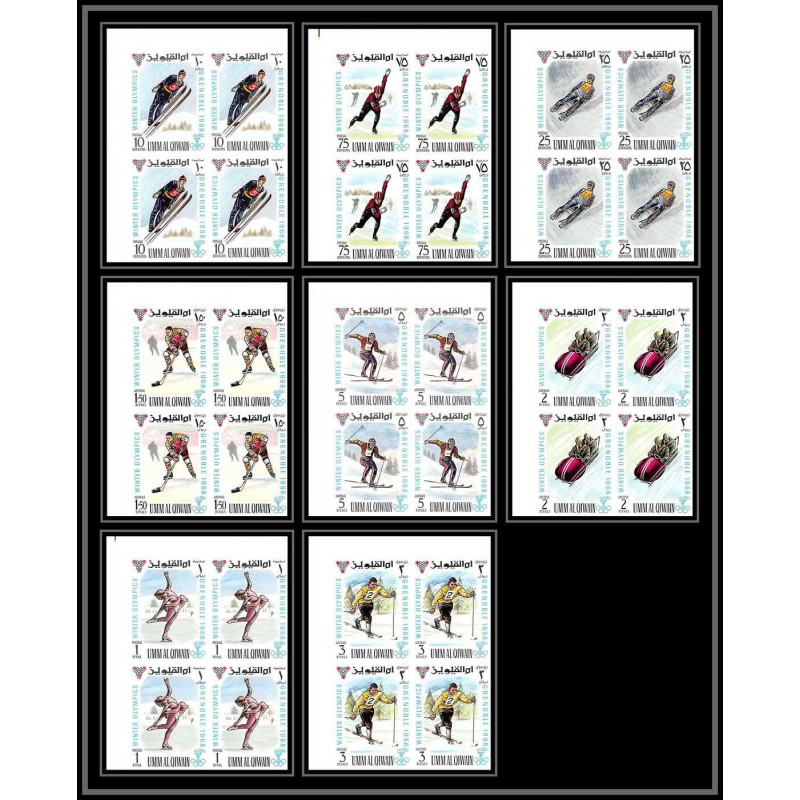 161d - Umm al Qiwain MNH ** N°233/240 B Non dentelé imperf jeux olympiques olympic games grenoble 68 bloc 4