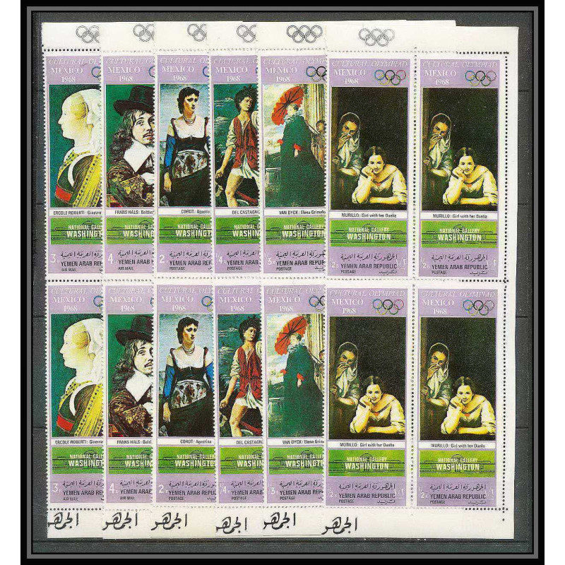 163c YAR (nord yemen) MNH ** N°998/1003 A jeux olympiques olympic games MEXICO Tableau (Painting) bloc 4
