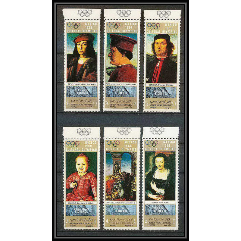 164c - YAR (nord yemen) MNH ** N°876/881 A gold jeux olympiques olympic games MEXICO 68 Tableau (Painting)