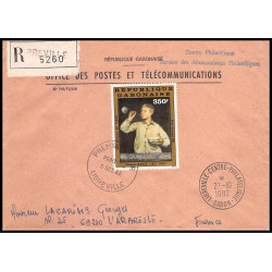 14135 recommandé libreville gabon gabonaise manet 1982 l'arbresle rhone lettre cover colonies
