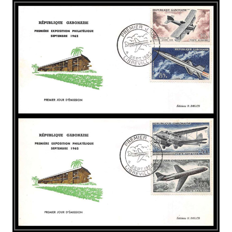14156 gabon gabonaise timbres bloc N°1 libreville première exposition philatelique fdc 1962 lettre cover colonies