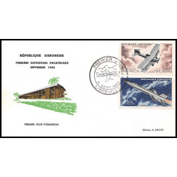 14156 gabon gabonaise timbres bloc N°1 libreville première exposition philatelique fdc 1962 lettre cover colonies