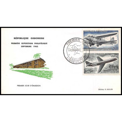 14156 gabon gabonaise timbres bloc N°1 libreville première exposition philatelique fdc 1962 lettre cover colonies