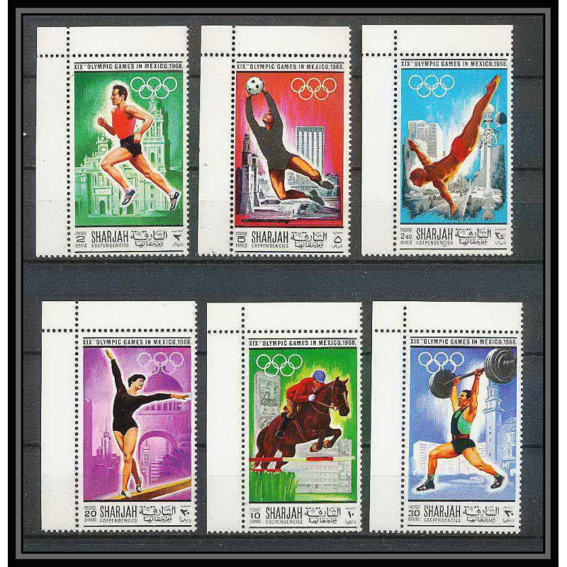 168 - Sharjah MNH ** N°489/494 A jeux olympiques olympic games Mexico 68 jumping diving Football (Soccer)