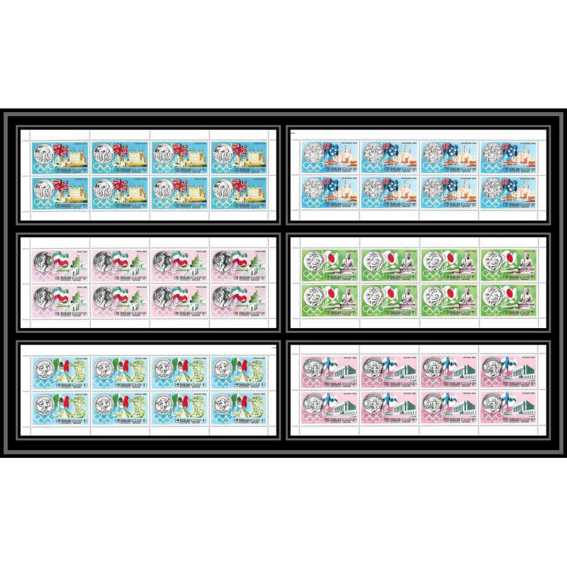 169a - Sharjah MNH ** N°496/501 A jeux olympiques (history of the olympic games) mexico tokoy rome feuilles sheets