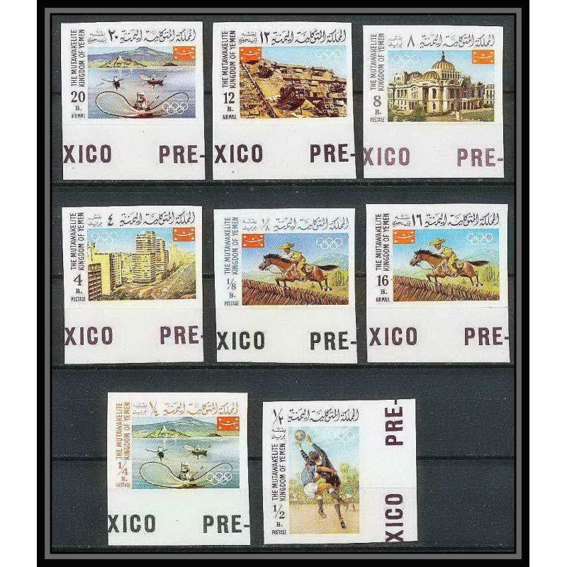 173 Yemen kingdom MNH ** Mi N°403/410 B jeux olympiques (summer olympic games) Mexico 68 Non dentelé imperf
