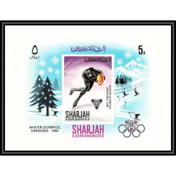 175 - Sharjah MNH ** bloc N°31 B jeux olympiques olympic games grenoble 1968 skating 