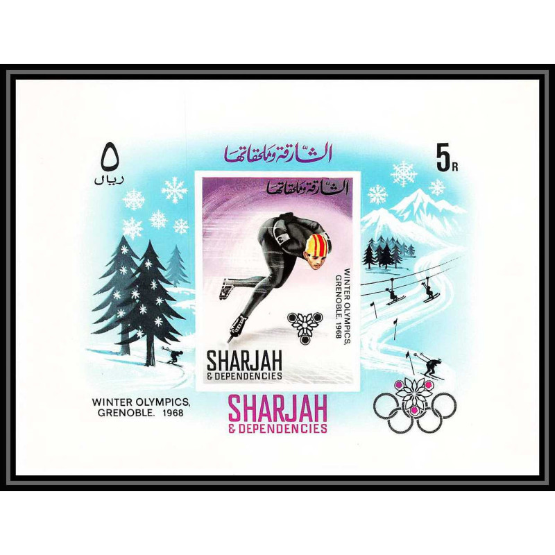 175 - Sharjah MNH ** bloc N°31 B jeux olympiques olympic games grenoble 1968 skating 
