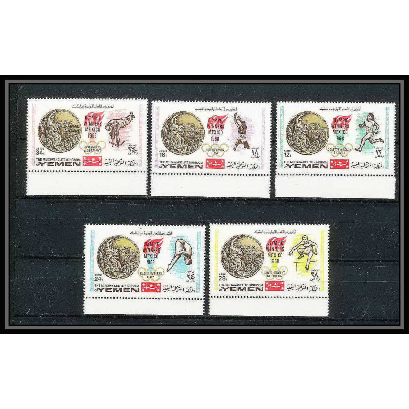 176 Yemen kingdom MNH ** Mi N°620/624 A jeux olympiques (summer olympic games) MEXICO 68 gold madalists