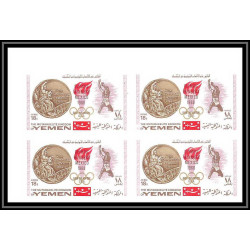 179c Yemen kingdom MNH ** Mi N°620/624 B Non dentelé imperf jeux olympiques olympic games MEXICO 68 BLOC 4