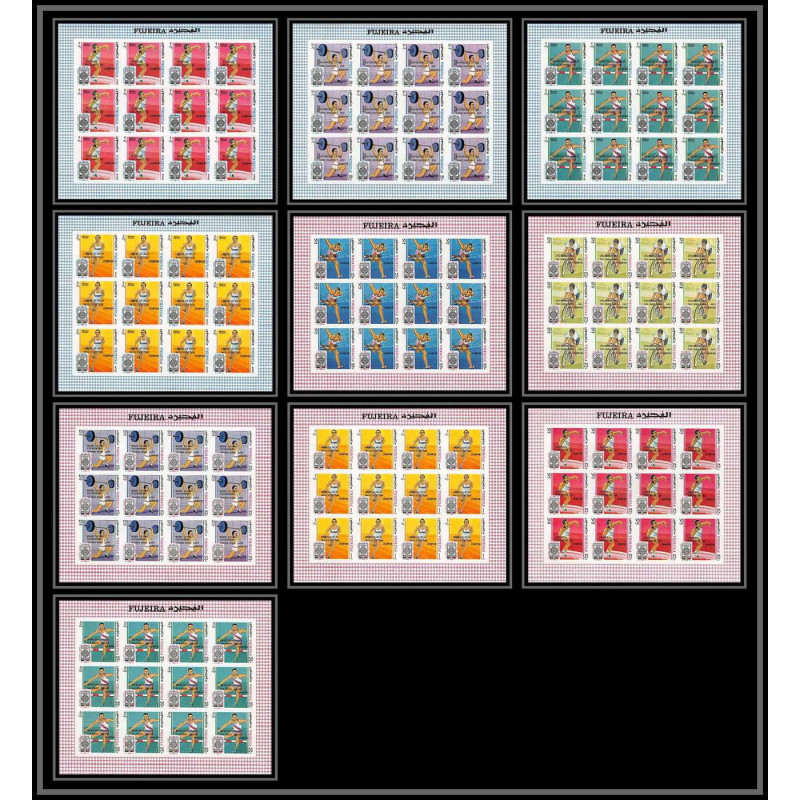 180 Fujeira MNH ** N°292/301 B overprint Non dentelé imperf jeux olympiques olympic games mexico feuilles sheets