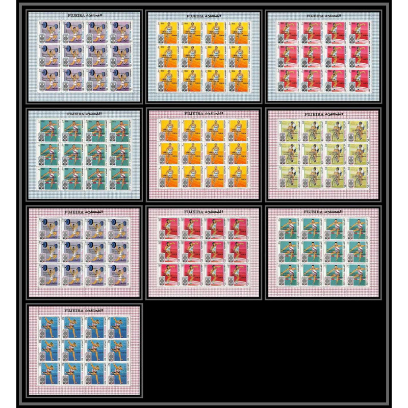 182a Fujeira MNH ** Mi N°292/301 A overprint black jeux olympiques olympic games mexico 68 feuilles sheets
