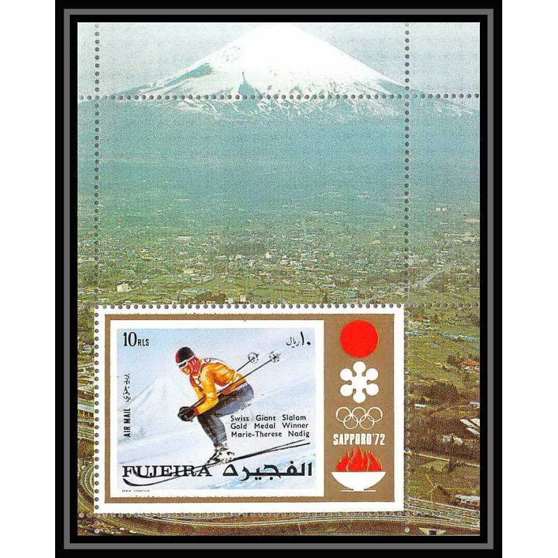 187 Fujeira MNH ** Mi bloc N°90 A jeux olympiques olympic games SAPPORO 72 downhill skiing ski