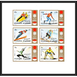 188a Fujeira MNH ** Mi N°839/844 B overprint Non dentelé imperf jeux olympiques olympic games SAPPORO 72