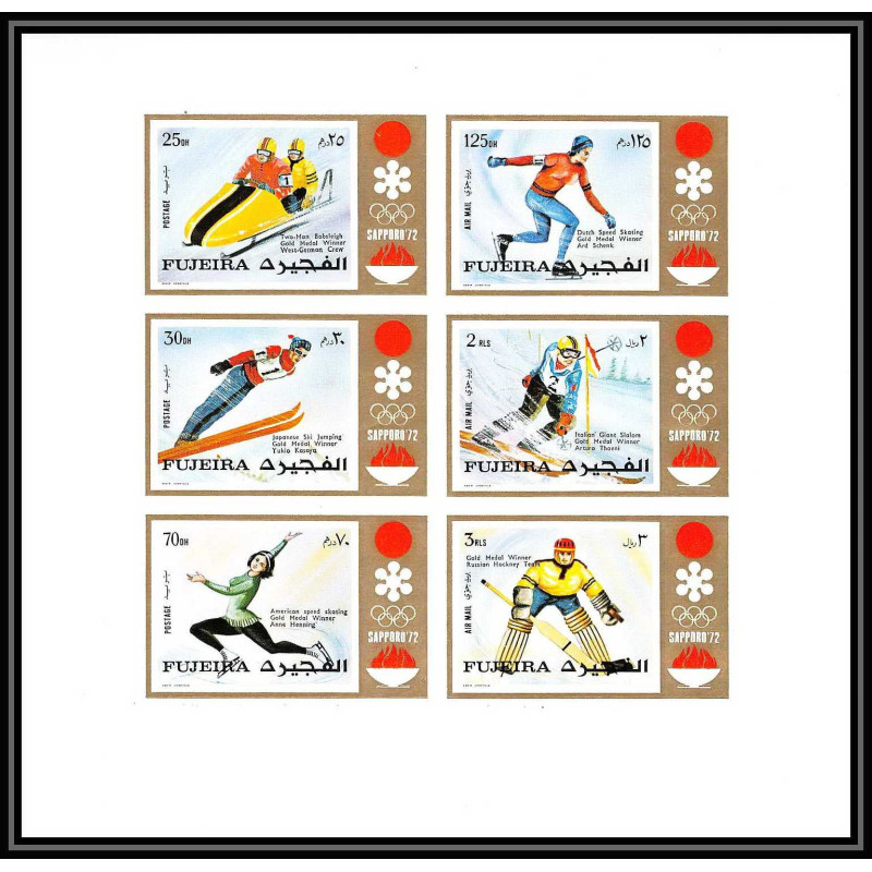 188a Fujeira MNH ** Mi N°839/844 B overprint Non dentelé imperf jeux olympiques olympic games SAPPORO 72
