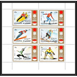 189 Fujeira MNH ** Mi N°839/844 A overprint jeux olympiques olympic games SAPPORO 72 hochey skating ski jumping