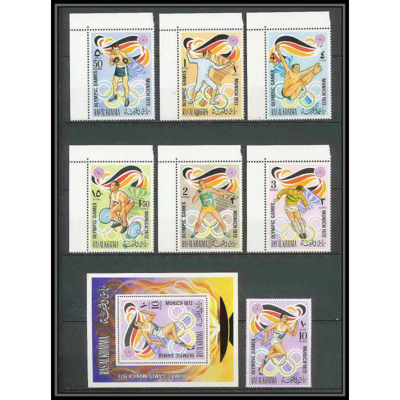 191b Ras Al Khaima MNH ** Mi N°649/654 A bloc 119 A jeux olympiques olympic games MUNICH 72 Football (Soccer)