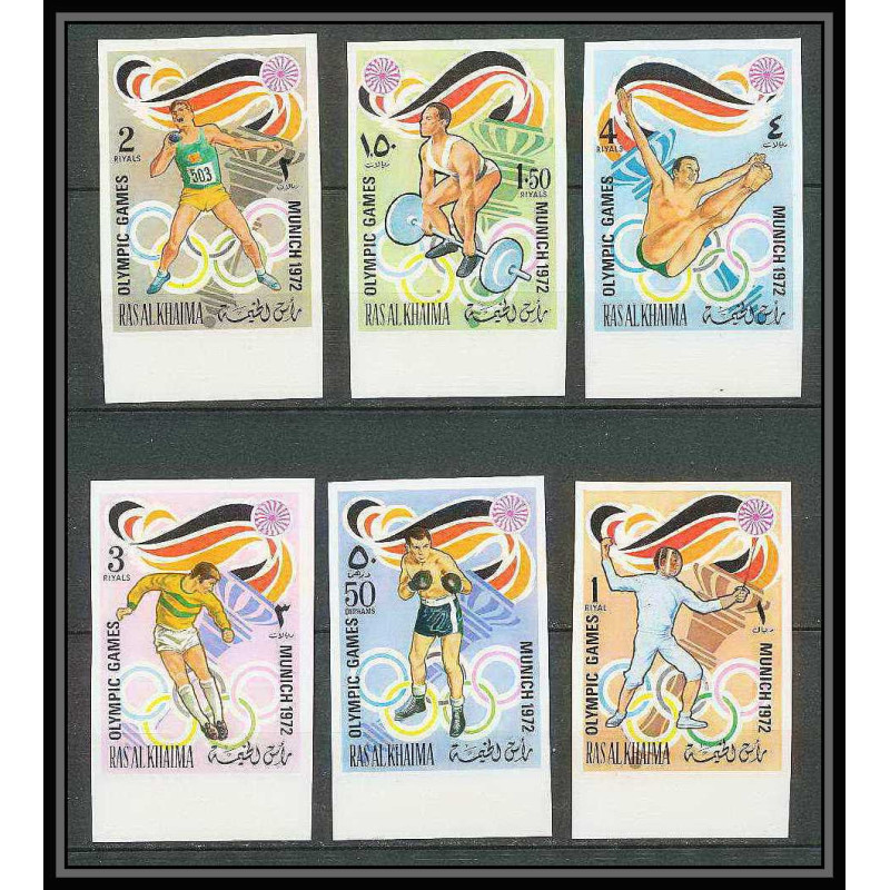 192 Ras Al Khaima MNH ** Mi N°649/654 B Non dentelé imperf jeux olympiques olympic games MUNICH 72 soccer