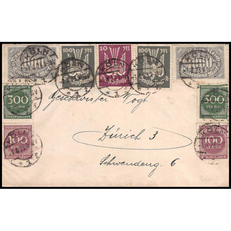 15807 allemagne bayern koln 1923 zurich suisse lettre cover