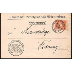 15853 allemagne DIENFTMARKE service N°21 wurttemberg 1921 lettre cover
